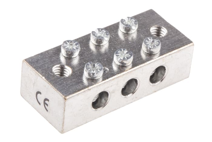 Bloc de jonction de mise à la terre CE (BS EN 60998), 3 voies , raccordement A visser, 0 → 16 AWG