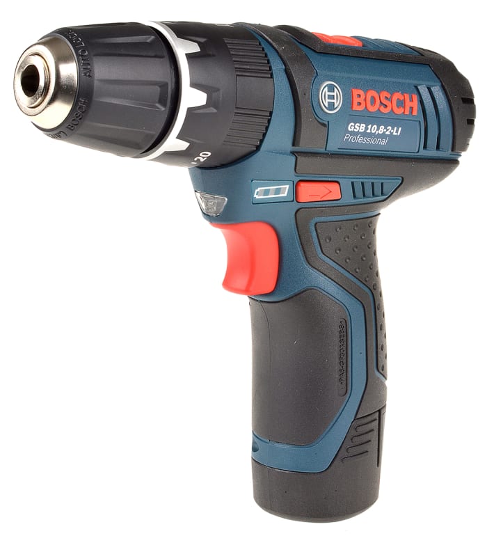 Perceuse Sans fil BoschGSB 10.8 2-LI, 10.8V 2Ah Li-Ion , fiche UK