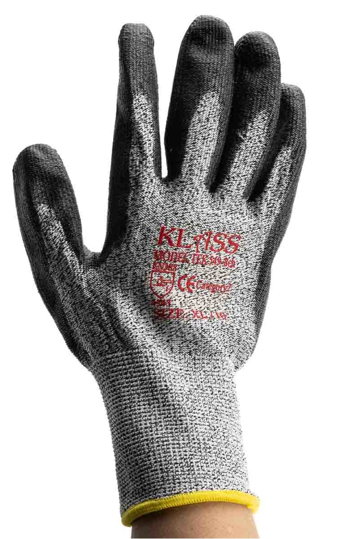 RS PRO Grey Polyethylene Cut Resistant Work Gloves, Size 10, Polyurethane Coating