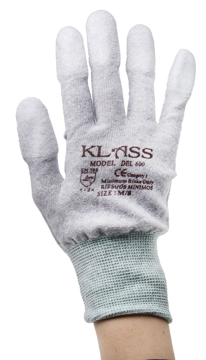 RS PRO RS PRO Grey Nylon AntiStatic AntiStatic Gloves, Size 8