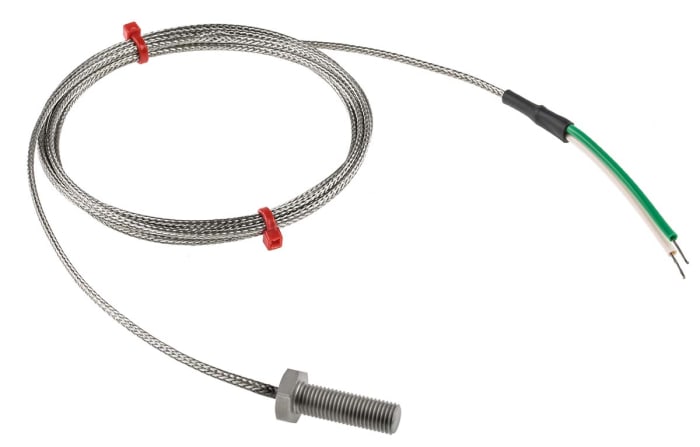 RS Pro K Tipi Termokupl, Paslanmaz Çelik Prob, 2 m Overbraided Cable, M8 Bolt Çapında, 0°C → 250°C