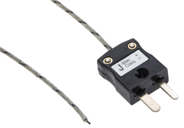 Thermocouple à jonction exposée RS PRO type J Ø 1/0.3mm, L 5m, +350°C max à Fiche mâle miniature
