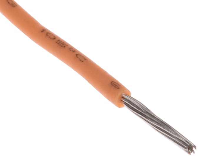 RS PRO Orange 0.2 mm² Hook Up Wire, 24 AWG, 11/0.16 mm, 100m, MPPE Insulation