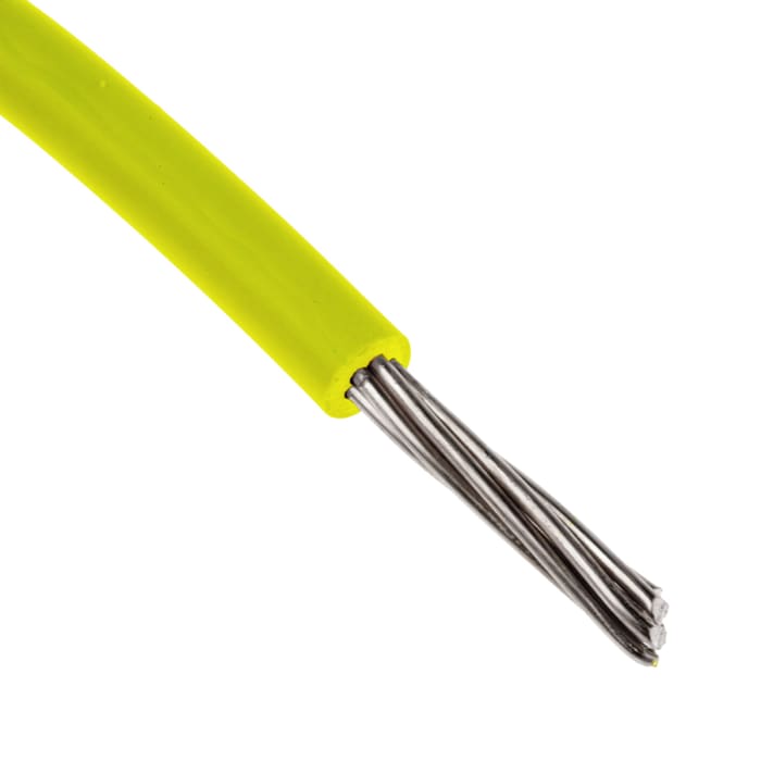 RS PRO Yellow 0.2mm² Hook Up Wire, 24 AWG, 11/0.16 mm, 100m, MPPE Insulation