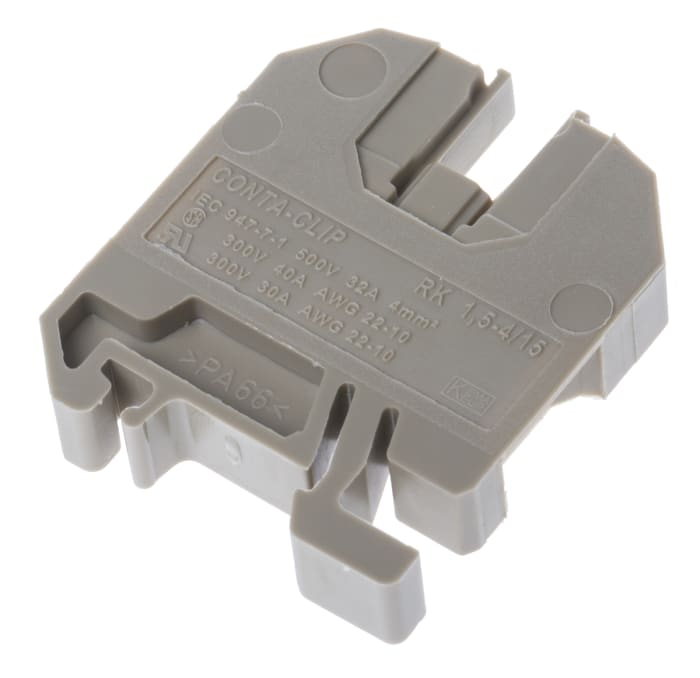RS PRO Beige Feed Through Terminal Block, Single-Level, Screw Termination