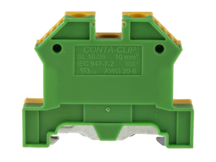 RS PRO Green, Yellow, Single-Level, Screw Termination