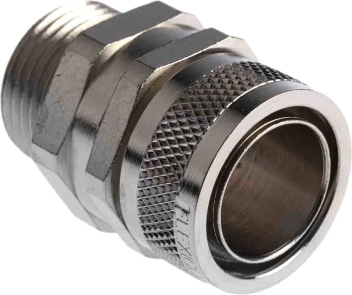 Flexicon Straight, Conduit Fitting, 20mm Nominal Size, M20, Nickel Plated Brass IP54 rating