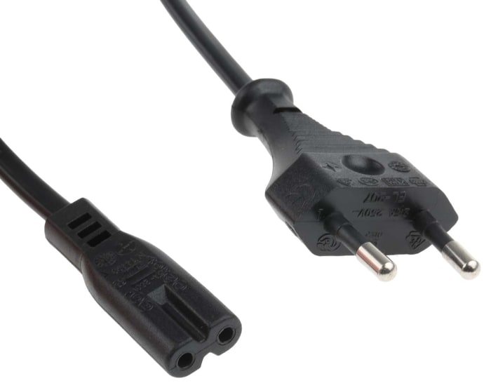 Phihong IEC C7 Socket to Type C Europlug Plug Power Cord, 1.8m