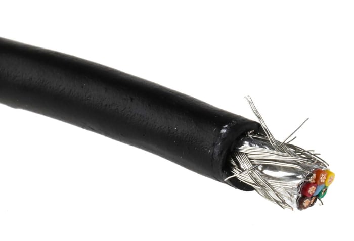 Alpha Wire Xtra-Guard 2 Performance Cable Control Cable, 6 Cores, 0.35 mm², Screened, 30m, Black PE Sheath, 22 AWG