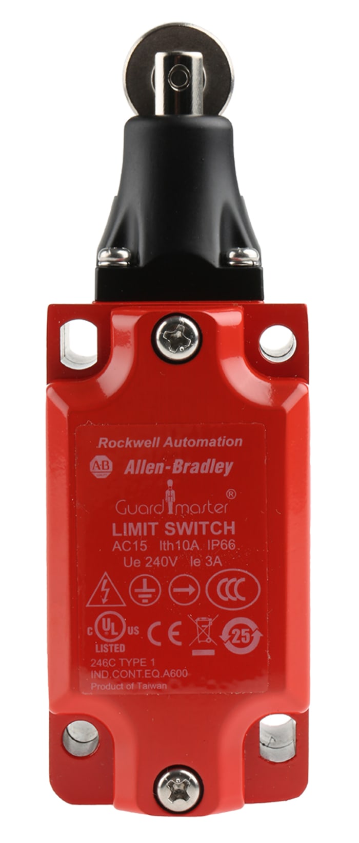 Allen Bradley Guardmaster 440P Series Roller Plunger Interlock Switch, 2NO/2NC, IP66, 4PST, Metal Housing