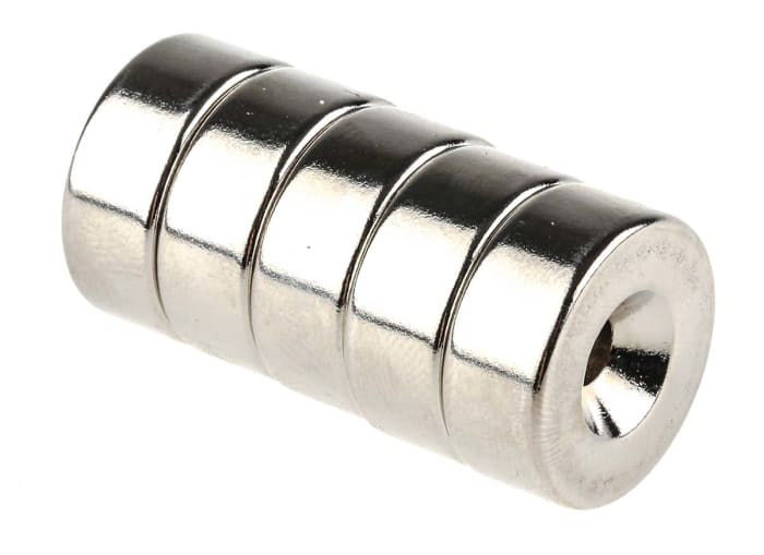 Iman de neodimio Eclipse, Ø 19mm, long. 4.5mm, espesor 7.6mm, con rosca M4, fuerza de tracción 8.01kg
