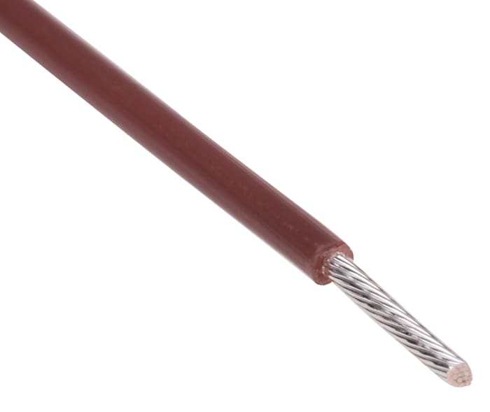 RS PRO Brown 0.33 mm² Hook Up Wire, 22 AWG, 19/0.16 mm, 100m, PTFE Insulation