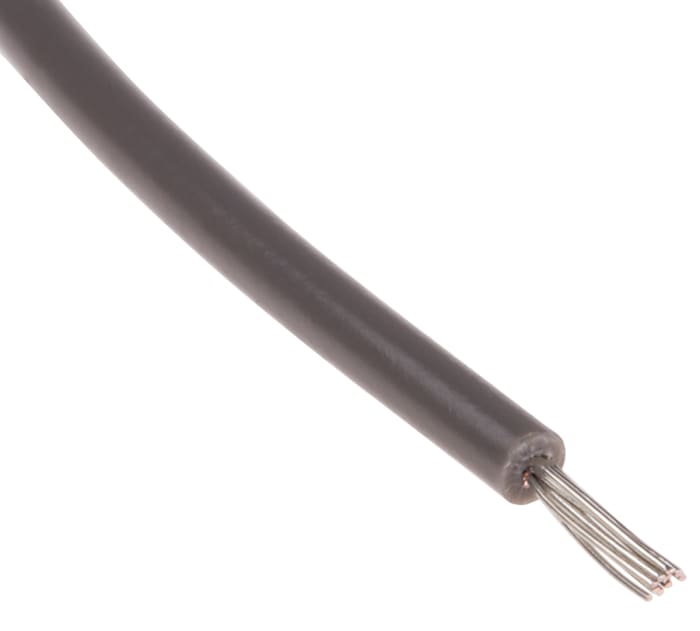 RS PRO Grey 0.2 mm² Hook Up Wire, 24 AWG, 11/0.16 mm, 100m, PVC Insulation