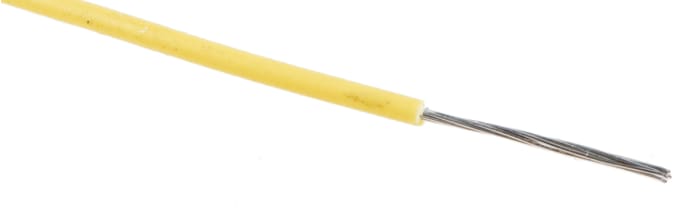 Cables de conexión RS PRO, área transversal 0,33 mm² Filamentos del Núcleo 19/0,16 mm Amarillo, 300 V ac, long. 100m,