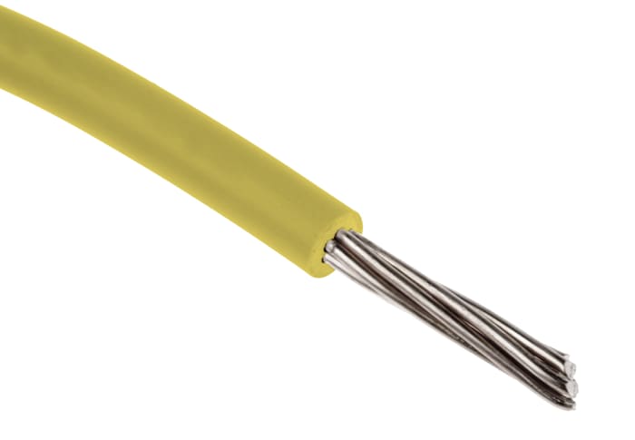 Fils de câblage RS PRO UL1007, 0,13 mm², Jaune, 26 AWG, 100m, 300 V