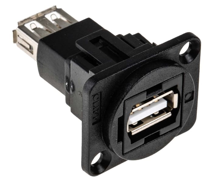 RS PRO | RS PRO Straight, Panel Mount, Socket Type A to A 2.0 USB Connector  | 874-1204 | RS Components