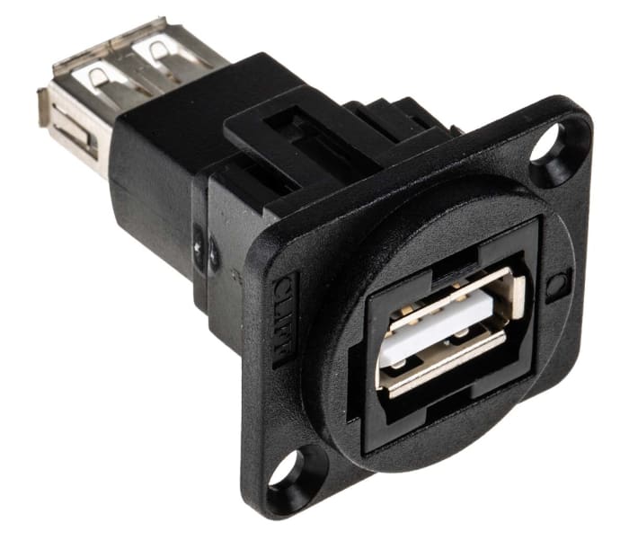 RS PRO Straight, Panel Mount, Socket Type A to A 2.0 USB Connector