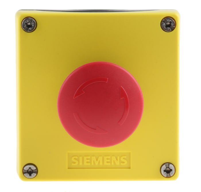 Siemens 3SU1 Series Twist Release Emergency Stop Push Button, Surface Mount, 1NC, IP66, IP67, IP69K