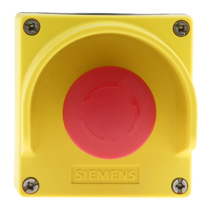 Siemens 3SU1 Series Twist Release Emergency Stop Push Button, Surface Mount, 2NC