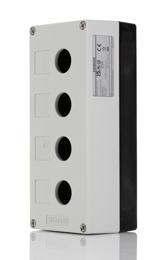 Siemens Grey Plastic SIRIUS ACT 3SU18 Push Button Enclosure - 4 Hole 22mm Diameter