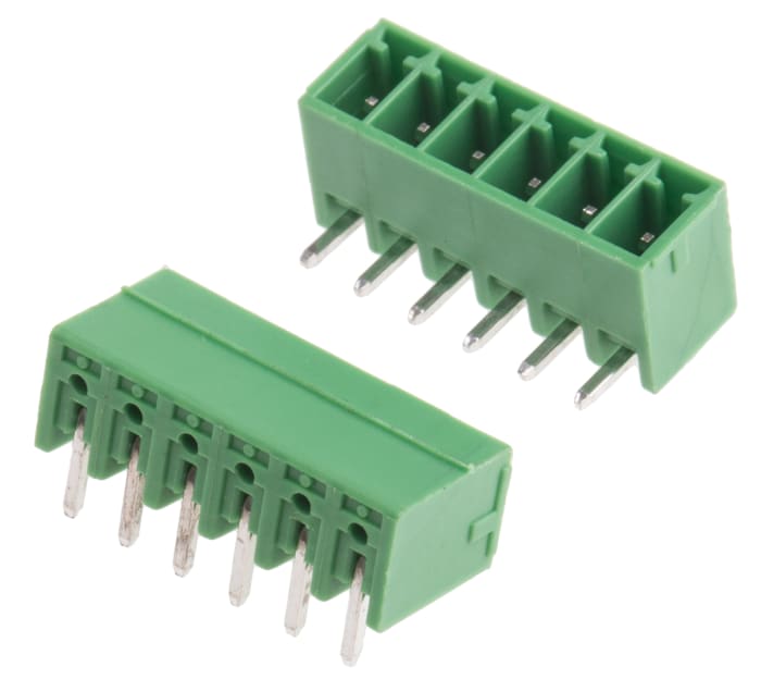 RS PRO PCB Terminal Block, 6-Contact, 3.5mm Pitch, Through Hole Mount, 1-Row, Screw Termination