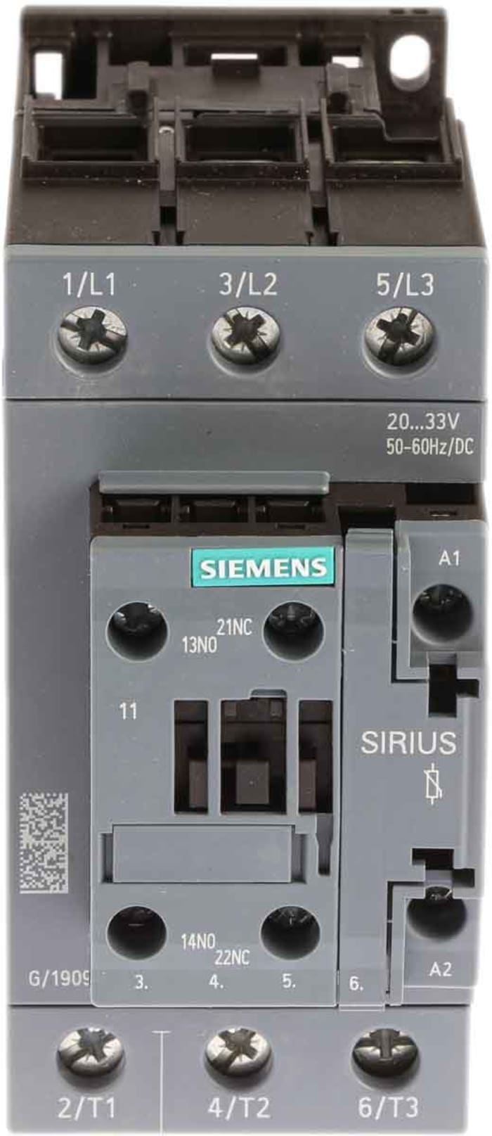 Siemens SIRIUS 3RT Size S2, 3RT2 Contactor, 20 → 33 V ac/dc Coil, 3-Pole, 80 A, 37 kW, 3NO, 400 V ac