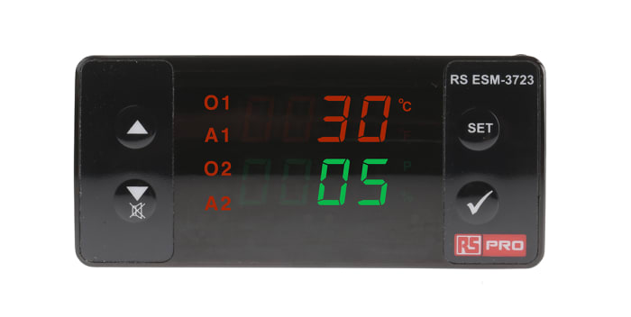 RS PRO ESM Panel Mount PID Temperature Controller 4 Input, 4 Output Relay 230V ac On-Off