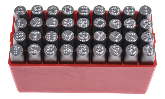 RS PRO 8mm x 36 Piece Engraving Letter Punch Set 27 Pieces x Capital A Z English Letter Dot Steel Stamp 9
