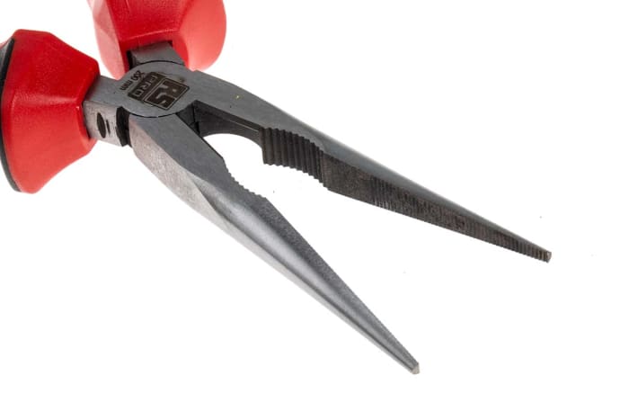 RS PRO Long Nose Pliers, 200 mm Overall, Straight Tip