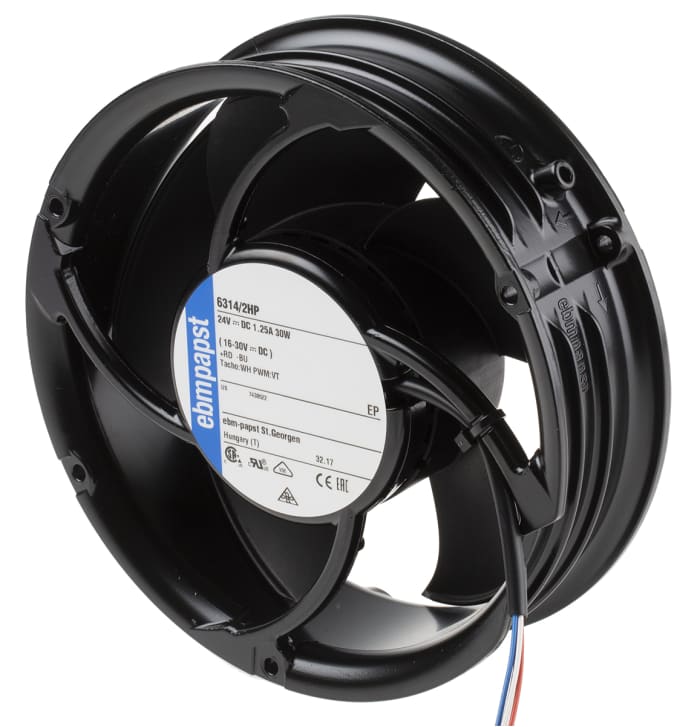 ebm-papst 6300 - S-Force Series Axial Fan, 24 V dc, DC Operation, 545m³/h, 31W, 172 x 51mm