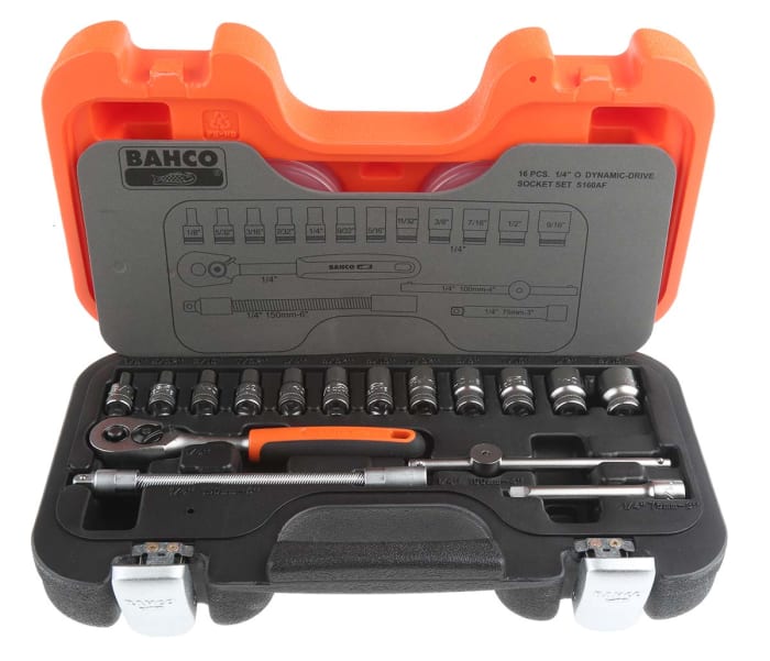 S160AF Bahco Bahco 16Piece Imperial 1/4 in Standard Socket Set with