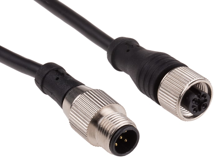 RS PRO Straight Female 5 way M12 to Straight Male 5 way M12 Sensor Actuator Cable, 5m