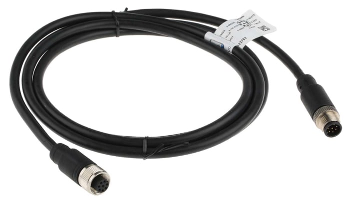 RS PRO Male 3 Pin XLR to Female 3 Pin XLR Cable, Black, 2m