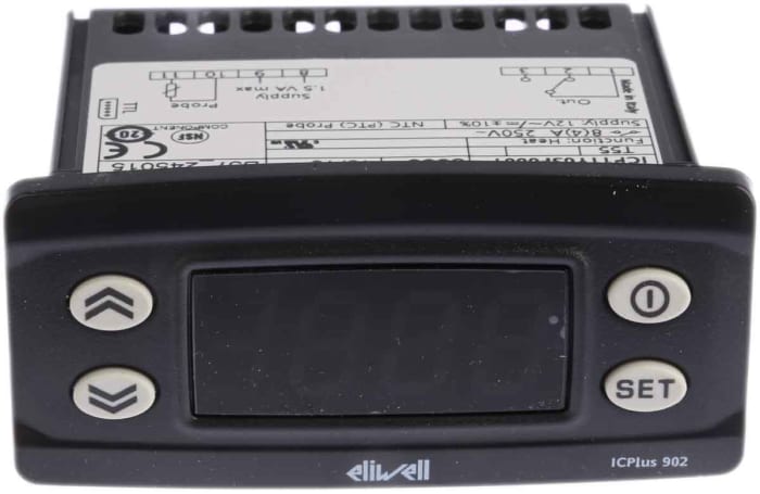 Eliwell ICPlus Panel Mount On/Off Temperature Controller, 74 x 32mm 1 Input, 1 Output Relay, 12 V Supply Voltage