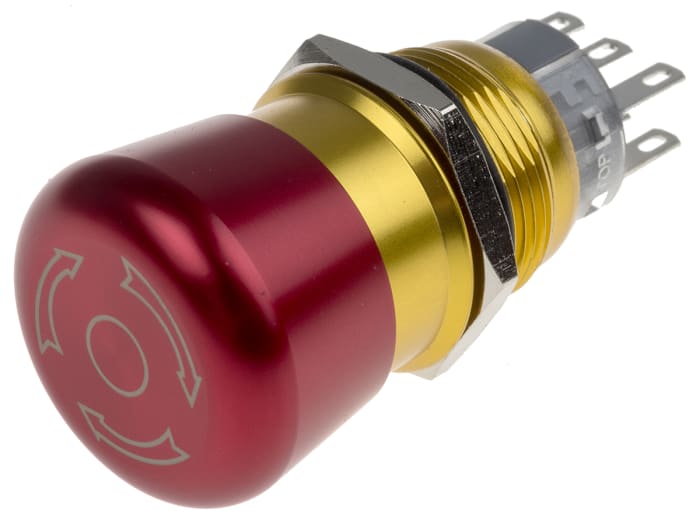 RS PRO Emergency Stop Push Button, Panel Mount, DPDT, IP65