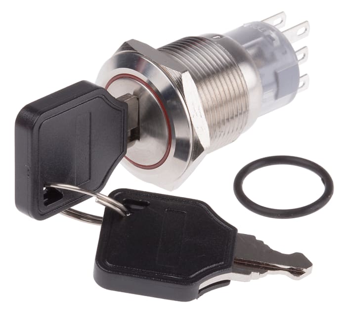RS PRO IP40 Key Switch, DPDT, 5 A 3-Way Flat-Key