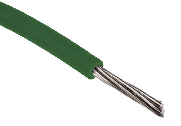 RS PRO Green Hook Up Wire, 28 AWG, 7/0.127 mm, 100m, XLPVC Insulation