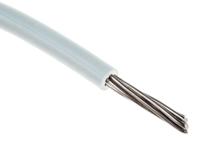 RS PRO White 0.08 mm² Hook Up Wire, 28 AWG, 7/0.12 mm, 100m, XLPVC Insulation