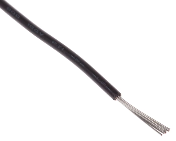 RS PRO Black 0.2 mm² Hook Up Wire, 24 AWG, 7/0.2 mm, 100m, XLPVC Insulation