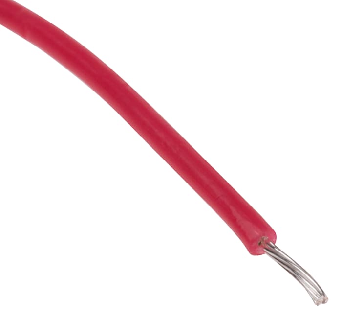 RS PRO Red 0.08 mm² Hook Up Wire, 28 AWG, 7/0.12 mm, 100m, PTFE Insulation