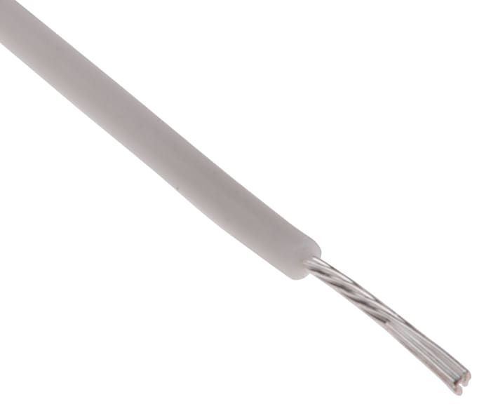 RS PRO White 0.08 mm² Hook Up Wire, 28 AWG, 7/0.12 mm, 100m, PTFE Insulation