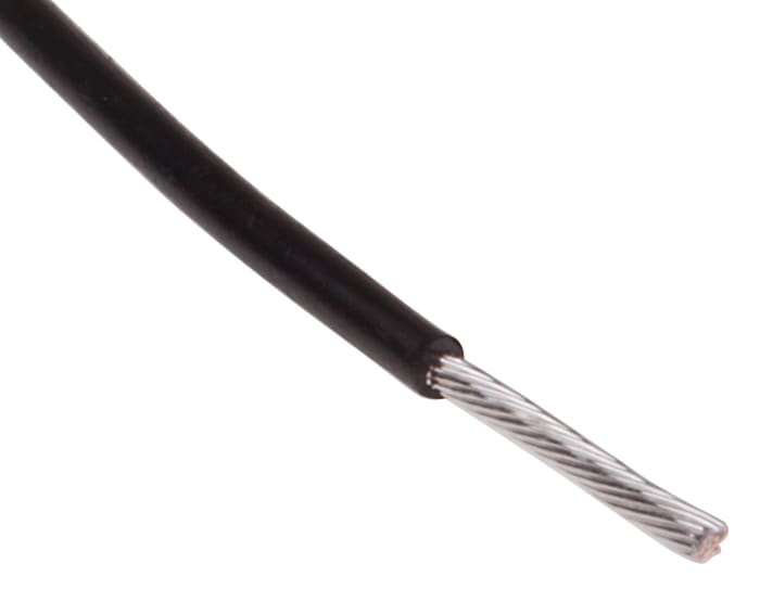 RS PRO Black 0.2 mm² Hook Up Wire, 24 AWG, 19/0.12 mm, 100m, PTFE Insulation