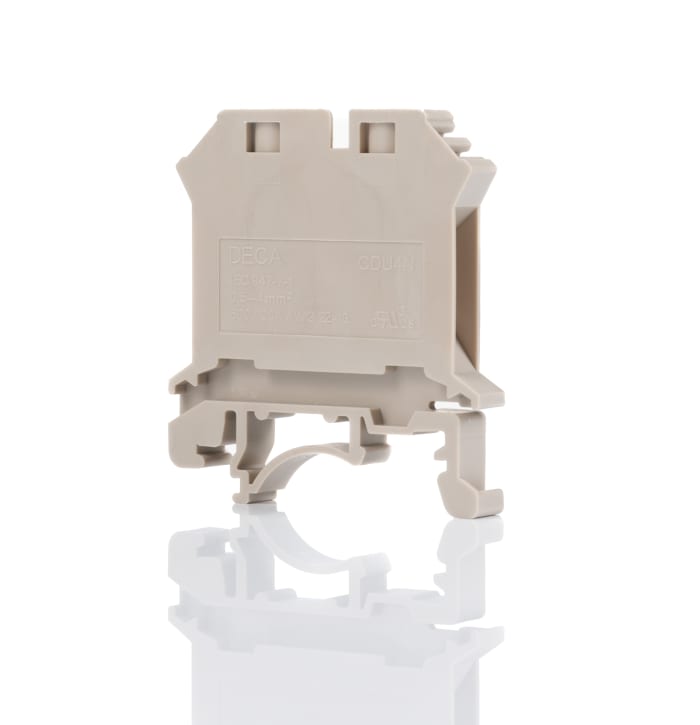 Bloc de jonction rail DIN RS PRO, 4mm², A visser, Beige