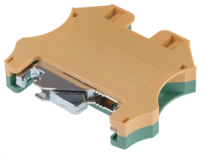 RS PRO 2-Way DIN Rail Earth Block, 1.5 to 10mm², 16 → 6 AWG Wire, Screw