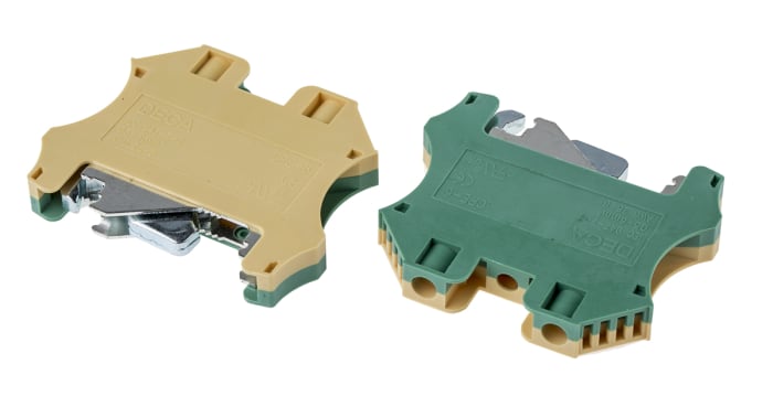 RS PRO 2-Way DIN Rail Earth Block, 0.5 to 6mm², 26 → 8 AWG Wire, Screw