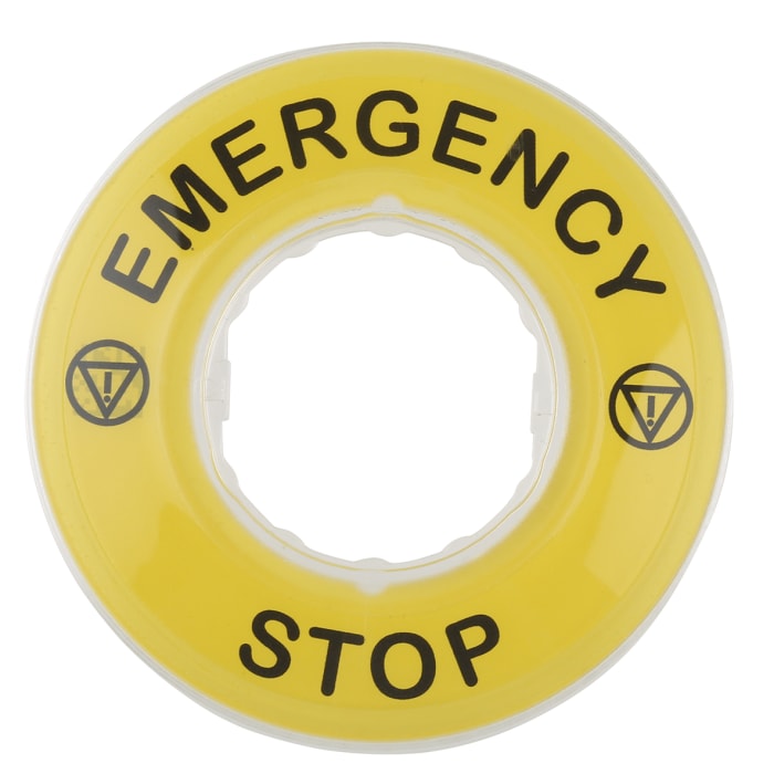 Schneider Electric 3D Marked Legend Plate for Use with Emergency Stop Mushroom Head Push Button, Emergency Stop