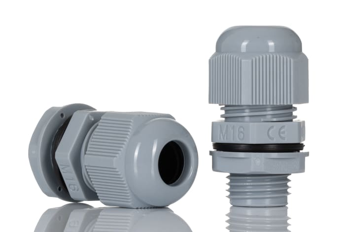 HellermannTyton NGM Series Grey Nylon Cable Gland, M16 Thread, 5mm min., 10mm max., IP68
