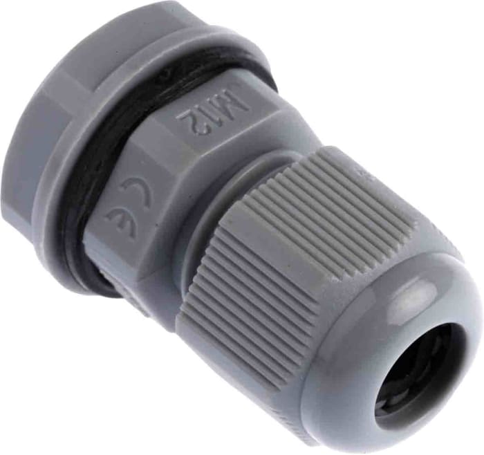 HellermannTyton NGM Series Grey Nylon Cable Gland, M12 Thread, 3mm min., 6.5mm max., IP68
