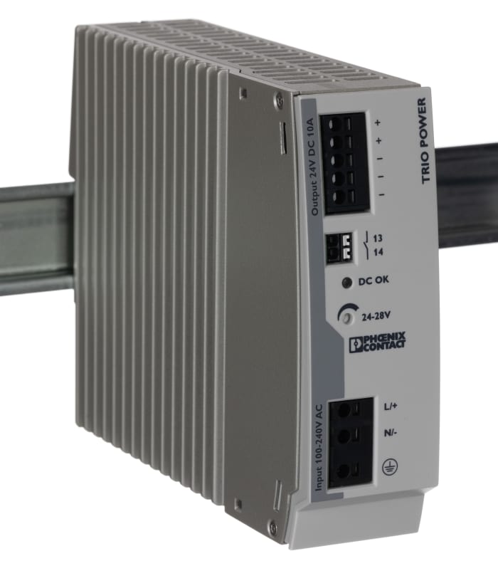 Phoenix Contact TRIO POWER Switched Mode DIN Rail Power Supply, 85 → 264V ac ac Input, 24V dc dc Output, 10A