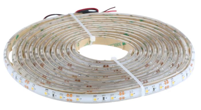 RS PRO 12V White LED Strip Light, 2700 → 3200K Colour Temp, 1m